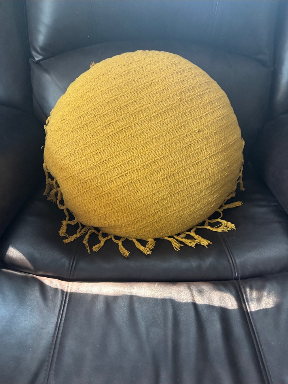 Round Mustard Fringe Decorative Pillow - Home Accents